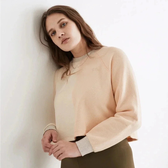 Madewell Tops - MWL Airyterry Colorblock Crop Sweatshirt SZ XL